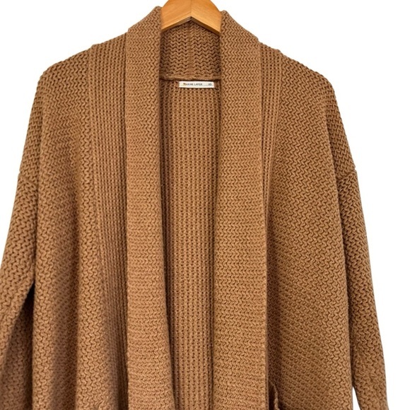 Marine Layer Womens Brooklyn Chunky Knit Cardigan Sweater XS Brown Open Front - Picture 5 of 11